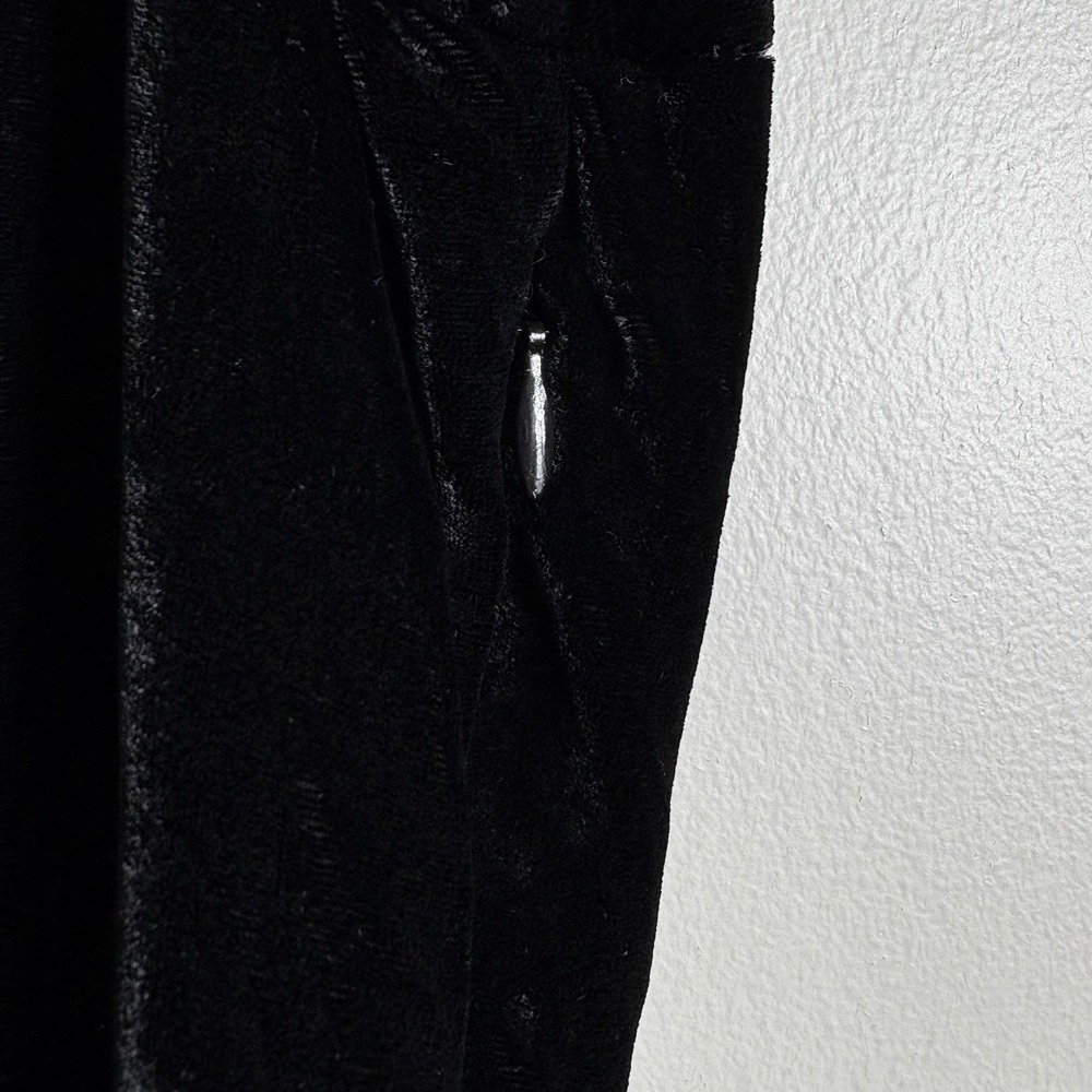 VTG Anne Klein Women's 12 Black Velvet Side Zip Lace Up Detail Fit Flare Dress - Picture 5 of 7